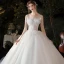 Modest / Simple White Bridal Wedding Dresses 2020 Ball Gown Spaghetti Straps Sleeveless Backless Bow Chapel Train Ruffle