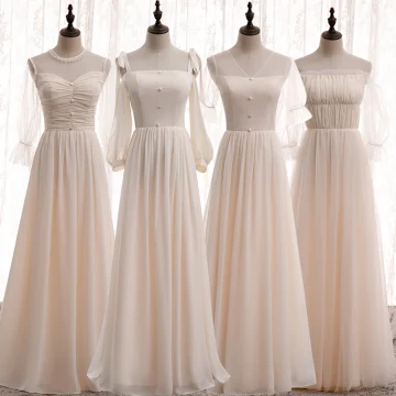 Affordable Champagne Chiffon Bridesmaid Dresses 2020 A Line Princess Puffy Sleeveless Floor Length Long Ruffle