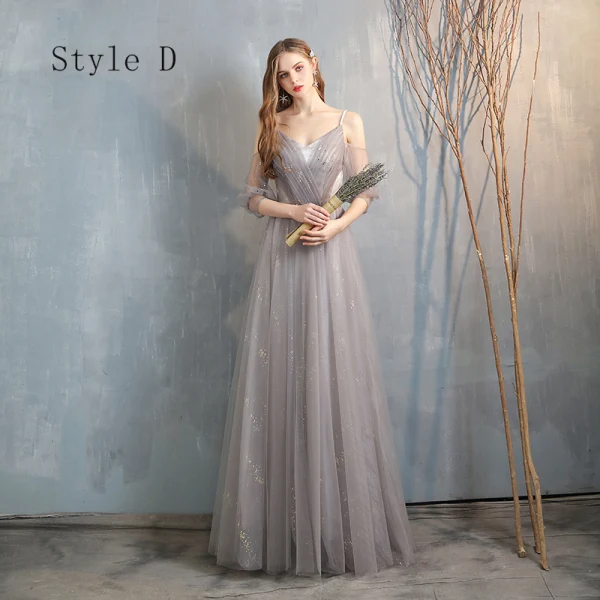 Affordable Grey Bridesmaid Dresses 2020 A-Line / Princess Backless Sequins Floor-Length / Long Ruffle