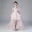 Victorian Style Blushing Pink Birthday Flower Girl Dresses 2020 Ball Gown See-through Scoop Neck Puffy 1/2 Sleeves Spotted Tulle Asymmetrical