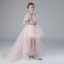Victorian Style Blushing Pink Birthday Flower Girl Dresses 2020 Ball Gown See-through Scoop Neck Puffy 1/2 Sleeves Spotted Tulle Asymmetrical
