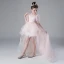 Victorian Style Blushing Pink Birthday Flower Girl Dresses 2020 Ball Gown See-through Scoop Neck Puffy 1/2 Sleeves Spotted Tulle Asymmetrical