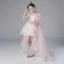 Victorian Style Blushing Pink Birthday Flower Girl Dresses 2020 Ball Gown See-through Scoop Neck Puffy 1/2 Sleeves Spotted Tulle Asymmetrical