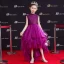 Vintage / Retro Grape Birthday Flower Girl Dresses 2020 A-Line / Princess High Neck Sleeveless Sequins Asymmetrical Cascading Ruffles
