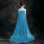 Frozen Costume Pool Blue Birthday Flower Girl Dresses With Shawl 2020 Sheath / Fit See-through Scoop Neck 3/4 Sleeve Appliques Lace Beading Sequins Ankle Length