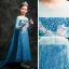 Frozen Costume Pool Blue Birthday Flower Girl Dresses With Shawl 2020 Sheath / Fit See-through Scoop Neck 3/4 Sleeve Appliques Lace Beading Sequins Ankle Length