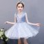Chic / Beautiful Sky Blue Birthday Flower Girl Dresses 2020 Ball Gown Scoop Neck Sleeveless Appliques Star Short Ruffle