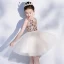 Fashion Champagne Birthday Flower Girl Dresses 2020 Ball Gown V-Neck Sleeveless Backless Sequins Short Ruffle