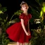 Victorian Style Red Flower Girl Dresses 2020 Ball Gown Scoop Neck Puffy Short Sleeve Sequins Sash Short Ruffle