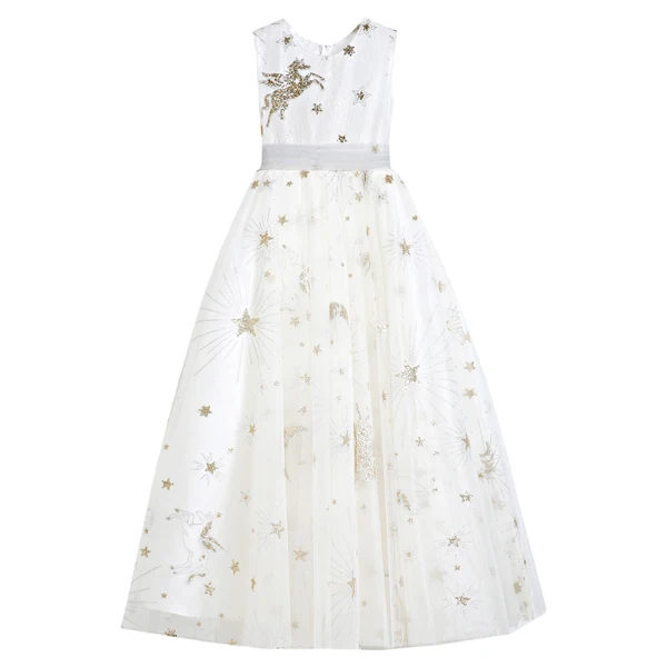 Chic / Beautiful White Flower Girl Dresses 2020 Ball Gown Scoop Neck Sleeveless Sash Sequins Glitter Tulle Floor-Length / Long Ruffle