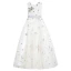 Chic / Beautiful White Flower Girl Dresses 2020 Ball Gown Scoop Neck Sleeveless Sash Sequins Glitter Tulle Floor-Length / Long Ruffle
