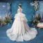 Affordable White Bridal Wedding Dresses 2020 Ball Gown Shoulders Sleeveless Backless Appliques Lace Glitter Tulle Court Train Ruffle