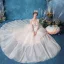 Affordable White Bridal Wedding Dresses 2020 Ball Gown Shoulders Sleeveless Backless Appliques Lace Glitter Tulle Court Train Ruffle