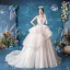Affordable White Bridal Wedding Dresses 2020 Ball Gown Shoulders Sleeveless Backless Appliques Lace Glitter Tulle Court Train Ruffle