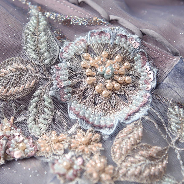 Elegante Violett Farbverlauf Rosa Abendkleider 2020 A Linie Spaghettiträger Kurze Ärmel Applikationen Spitze Pailletten Glanz Tülle Lange Rüschen Rückenfreies Festliche Kleider