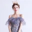 Elegante Violett Farbverlauf Rosa Abendkleider 2020 A Linie Spaghettiträger Kurze Ärmel Applikationen Spitze Pailletten Glanz Tülle Lange Rüschen Rückenfreies Festliche Kleider