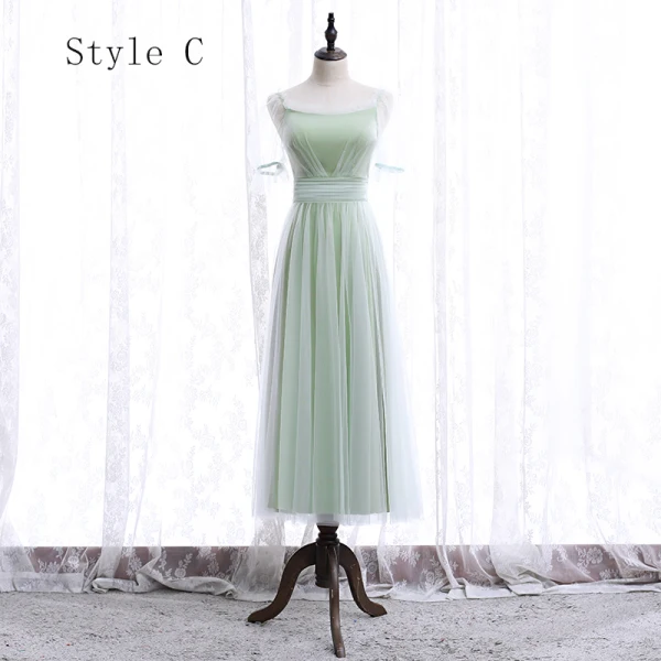 Chic / Belle Vert Cendré Robe Demoiselle D'honneur 2020 Princesse Dos Nu Thé Longueur Volants