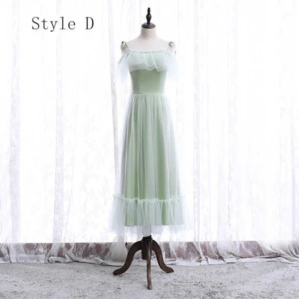 Chic / Belle Vert Cendré Robe Demoiselle D'honneur 2020 Princesse Dos Nu Thé Longueur Volants
