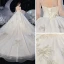 Vintage / Originale Ivoire La Mariée Robe De Mariée 2020 Robe Boule Transparentes Col Haut 3/4 Manches Dos Nu Appliques En Dentelle Paillettes Perlage Cathedral Train Volants