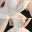 Style Victorien Ivoire La Mariée Robe De Mariée 2020 Robe Boule Transparentes Col Haut Gonflée Manches Courtes Dos Nu Appliques En Dentelle Perlage Gland Cathedral Train Volants