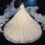 Vintage / Retro Victorian Style Champagne Bridal Wedding Dresses 2020 Ball Gown See-through High Neck Puffy Long Sleeve Backless Appliques Lace Beading Glitter Tulle Cathedral Train Ruffle