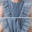 Vintage / Retro Ocean Blue Birthday Flower Girl Dresses 2020 Ball Gown Scoop Neck Sleeveless Glitter Star Tulle Asymmetrical Ruffle