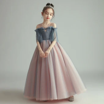 Élégant Rougissant Rose Anniversaire Robe Ceremonie Fille 2020 Princesse Transparentes Encolure Dégagée 1 2 Manches Glitter Tulle Longue Volants