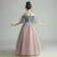 Elegant Blushing Pink Birthday Flower Girl Dresses 2020 Princess See-through Scoop Neck 1/2 Sleeves Glitter Tulle Floor-Length / Long Ruffle