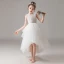 High Low White Flower Girl Dresses 2020 Ball Gown Scoop Neck Sleeveless Sequins Beading Asymmetrical Ruffle
