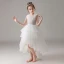 High Low White Flower Girl Dresses 2020 Ball Gown Scoop Neck Sleeveless Sequins Beading Asymmetrical Ruffle