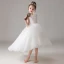 High Low White Flower Girl Dresses 2020 Ball Gown Scoop Neck Sleeveless Sequins Beading Asymmetrical Ruffle