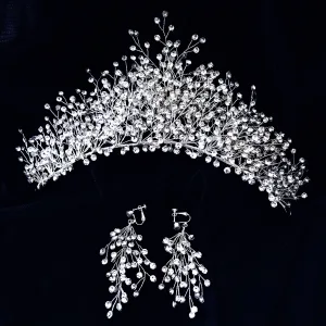 Chic Belle Argenté Faux Diamant Bijoux Mariage 2020 Alliage Tiare Boucles D 039 Oreilles Mariage Accessorize