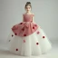 Two Tone Red White Birthday Flower Girl Dresses 2020 Ball Gown Off-The-Shoulder Short Sleeve Backless Appliques Flower Floor-Length / Long Ruffle