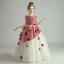 Two Tone Red White Birthday Flower Girl Dresses 2020 Ball Gown Off-The-Shoulder Short Sleeve Backless Appliques Flower Floor-Length / Long Ruffle