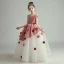 Two Tone Red White Birthday Flower Girl Dresses 2020 Ball Gown Off-The-Shoulder Short Sleeve Backless Appliques Flower Floor-Length / Long Ruffle