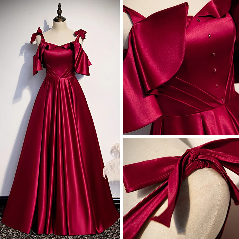 sachin and babi light blue dress Modest Red Satin Engagement Dress 61592K