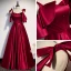 Simple Bordeaux Satin De Fiançailles Robe De Soirée 2020 Princesse Bretelles Spaghetti Manches Courtes Longue Volants Dos Nu Robe De Ceremonie