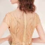 Haut de Gamme Doré Robe De Soirée 2020 Trompette / Sirène Transparentes Encolure Dégagée Manches Courtes Fait main Faux Diamant Perlage Train De Balayage Robe De Ceremonie