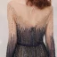 High-end Navy Blue Gradient-Color Champagne Evening Dresses  2020 A-Line / Princess See-through Square Neckline Long Sleeve Sequins Beading Floor-Length / Long Ruffle Backless Formal Dresses