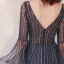 Luxury / Gorgeous Navy Blue Red Carpet Evening Dresses  2020 A-Line / Princess Deep V-Neck Bell sleeves Sequins Beading Floor-Length / Long Ruffle Backless Formal Dresses