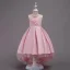Chic / Beautiful Candy Pink Satin Birthday Flower Girl Dresses 2020 Princess Scoop Neck Sleeveless Appliques Lace Beading Asymmetrical Ruffle