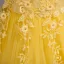 Classic Yellow Birthday Flower Girl Dresses 2020 Ball Gown Scoop Neck Sleeveless Appliques Lace Rhinestone Floor-Length / Long Ruffle
