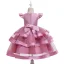 Lovely Candy Pink Birthday Flower Girl Dresses 2020 Ball Gown Scoop Neck Sleeveless Beading Pearl Bow Sash Tea-length Cascading Ruffles
