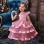 Lovely Candy Pink Birthday Flower Girl Dresses 2020 Ball Gown Scoop Neck Sleeveless Beading Pearl Bow Sash Tea-length Cascading Ruffles