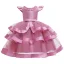Lovely Candy Pink Birthday Flower Girl Dresses 2020 Ball Gown Scoop Neck Sleeveless Beading Pearl Bow Sash Tea-length Cascading Ruffles