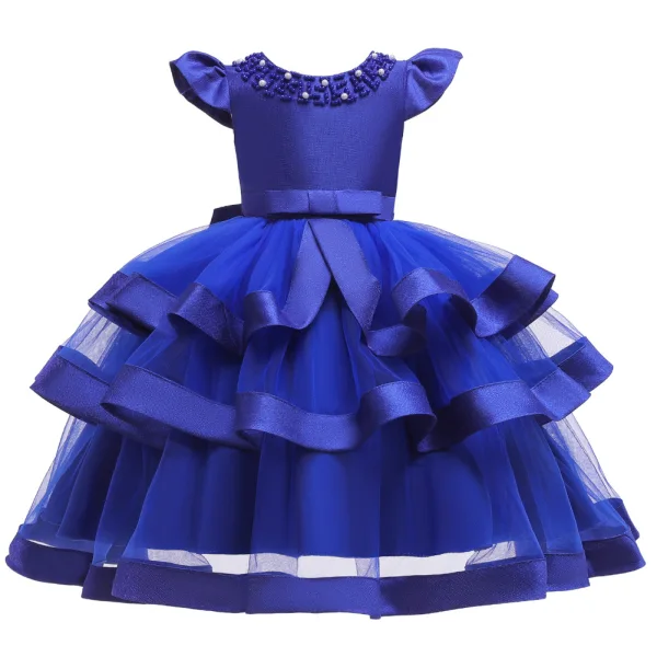 Lovely Candy Pink Birthday Flower Girl Dresses 2020 Ball Gown Scoop Neck Sleeveless Beading Pearl Bow Sash Tea-length Cascading Ruffles