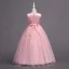 Classic Pearl Pink Flower Girl Dresses 2020 Ball Gown Scoop Neck Sleeveless Backless Appliques Lace Flower Sash Floor-Length / Long Ruffle