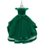 Vintage / Retro Dark Green Birthday Flower Girl Dresses 2020 Princess Scoop Neck Cap Sleeves Appliques Lace Asymmetrical Cascading Ruffles