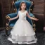 Chic / Beautiful Birthday Blushing Pink Flower Girl Dresses 2020 Ball Gown Scoop Neck Sleeveless Appliques Lace Pearl Floor-Length / Long Ruffle