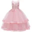 Chic / Beautiful Birthday Blushing Pink Flower Girl Dresses 2020 Ball Gown Scoop Neck Sleeveless Appliques Lace Pearl Floor-Length / Long Ruffle